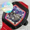 Orologio da polso da corsa RM RM030 Midnight Fire Black Ceramic Ceramica maschile Sports Orologio da polso meccanico