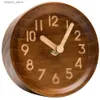 Desk Table Clocks Wooden Desk Table Analog Clock Made Of Genuine Pine(Dark)-Battery Operated With Precise Silent Sweep L240323