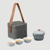 Set da tè Set da tè da viaggio color caramello Completo Moda Semplice Una pentola riempie tre tazze Tazza rapida portatile in ceramica cinese