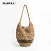 Mabula Eesthetic Mesh Beach Hobo Bag för sommaren 2024 Trend Woven Straw Shoul Shoulder Bag Hollow Out Boho Women Daypack Purse 240305