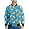 Vestes pour hommes Fans de bière de bande dessinée 3D imprimé hommes manches longues sweat-shirt surdimensionné cool streetwear décontracté bombardier veste à glissière hauts manteau