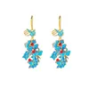 Boucles d'oreilles pendantes Style chinois personnalisé en émail Floral artisanat fleur de pêcher floraison femmes rétro tempérament bijoux cadeau