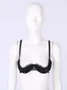 Womans Underwire Push Up Shelf Bra 12 Cup Demi Balconette Bowknot Unlined Lace Bra Sexy Erotic Open Cup Padded Bustier Bra 240320