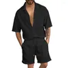 Survêtements pour hommes Mode Outfit Set Summer Beach Solide Cardigan à manches courtes Chemise Short Costume Mâle Costumes Casual Costumes Pour Hommes