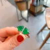 Cluster Ringen Eenvoudig Hart LIEFDE Paraiba Emerald Stone Open Verstelbare Matching Vrouwen Luxe Designer Sieraden Minnaar Vrouw Gift Bruid