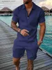 Men's Tracksuits 2023 New Summer Mens Shorts Conjunto de Camiseta Polo de Camisa Polo com zíper Duas peças S-3XL de manga curta Casual Sportswear 2023 SUM L240320