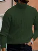 Suéter masculino outono inverno quente gola alta manga comprida suéter pulôver casual cor sólida malhas fundo homem top