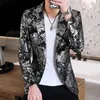 Gold Blazer Spring Bronzing Men Boutique Fashion Slim Fit Suit Jacket Wedding Nightclub Stage Party Dress Male Clothing 240313