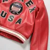 OEM Högkvalitativ Europa USA Plus Size äkta läderkläder Autentiska kvinnor Lamm Skin Varsity Club Short Jackets