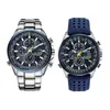 Luxury WateProof Quartz Watches Business Casual Steel Band Watch Men's Blue Angels World Chronograph WristWatch293g