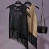 Women's Tanks 2024 Summer Sequin Tassel Vest Gold Thread Small Suspenders Wear Sleeveless Knit Beaded Top For Women