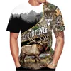 Été nouveaux hommes manches courtes mode décontracté 3D wapiti imprimé t-shirt style décontracté vêtements pour hommes