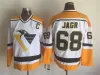 Pittsburgh Throwback Retro Hockey 68 Jaromir Jagr Jersey Vintage Classic CCM Zwart Wit Blauw Geel Team Kleur Borduursel voor Spor