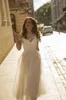 Elegant Beach Aline Wedding Dresses Jewel Chic Short Sleeves Appliqued Lace Bridal Gown Ankle Length Boho Custom Made Vestidos De5044152