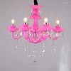 Kroonluchters Europese stijl roze kristallen kaars kroonluchter prinses kinderkamer decoratie lamp Villa El restaurant lobby hangend