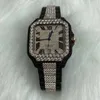 Handgefertigte Einstellungen Uhren besiedelte ICEDOUT Watch Black Moissanite Diamond Uhren