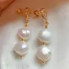 Dangle Earrings White Baroque Pearl Earring 18k Ear Drop Hook Platinum Everyday Beaded Wedding Diamond Children Silver Handmade