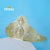 Coroa de noiva flor de cristal agosto para mulheres tiaras grandes coroas de joias de cabelo de casamento 240311