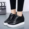 Zapatos informales con tacones de cuña ocultos para mujer, zapatillas de deporte con plataforma alta, cuñas para mujer, color blanco