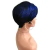 Perruques BeiSDWig – perruque synthétique à reflets courts naturels pour femmes noires, cheveux bleus avec frange