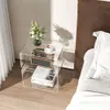 HMYHUM Comodino in acrilico per piccoli spazi, 15,7 "L 11,8" L X 21,7 "A, Comodino/tavolino/tavolino trasparente a 3 livelli per camera da letto, moderno, facile da montare