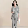 Women's Two Piece Pants Women Business Suit Set Elegant With Lapel Cardigan High Waist Vest Formal For Professional