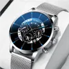 Wristwatches Fashion Men Black Stainless Steel Watch Luxury Calendar Quartz Wrist Mens Business Watches For Man Clock Relogio Masculino