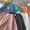 Autumn Men T-shirts Long Sleeve Loose Solid Color Drop Shoulder Tops For Unisex Korean Style 100% Cooton Male Casual Tees 240313