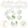 Flores Decorativas 4 Piezas Guirnaldas De Flores Corona Floral Artificial Juego De Cuatro Piezas Tocado Hawaiano Blanco