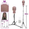 Stand Teste di manichino calvo africano per parrucche 20 "Realizzazione di porta parrucca Display per bambola Cosmetologia Manichino Testa di formazione per la pratica Parrucca Fare