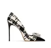 Designer France 1138 Plaid Patchwork in stile principessa vera nightclub in pelle vera nightclub per donne festetto tacco da stiletto sudore assorbente lady abito da sposa scarpe da sposa