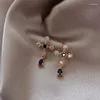 Boucles d'oreilles coréennes, bijoux à la mode, croix en cristal bleu, Brincos pour femmes, déclaration Oorbellen