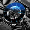 Wristwatches Fashion Men Black Stainless Steel Watch Luxury Calendar Quartz Wrist Mens Business Watches For Man Clock Relogio Masculino