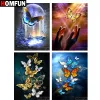 Stitch homfun diamant peinture cross motif 5d diamant broderie "Butterfly Starry Sky Hand" décoration intérieure diy