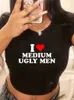 Orta çirkin erkekleri seviyorum komik mektup basılı kadın mahsul üst harajuku kawaii seksi parti bebek tişört 2000'ler y2k goth t shirt femme 240320