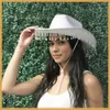 Festa Homens Senhora Festival Noiva Cowgirl Chapéus Chapéu de Cowboy Strass Cap West Fancy Dress 240311