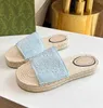 Summer Walk Marke Damen Interlocking-G Espadrille Sandalen Schuhe Kordel Plattform Gummiboden Hausschuhe Tägliche Dame zu Fuß Tägliches Outfit Slipper Schuh EU35-42 mit Box