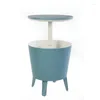 Camp Furniture Keter Bar moderne et table d'appoint avec patio extérieur avec refroidisseur de bière et de vin de 7,5 gallons, bleu sarcelle, portable