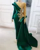 Plus taille arabe vert foncé luxueux robes de bal en dentelle en dentelle en dentelle de fête de soirée deuxième réception anniversaire robe de fiançailles