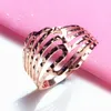 Cluster Rings 585 Purple Gold Plated 14k Rose Wide Version Hollow for Women Justerbar Fashion Classic Craft Wedding Jewelry Gift