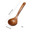 Spoons Wooden Soup Spoon Long Handle Dessert Rice Ladle Teaspoon Cooking Kitchen Cutlery Gadget Accessories