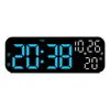 ウォールクロックデジタルLEDクロック温度と日付の週ディスプレイボイスコントロール表12/24H電子アラームデスクトップ装飾