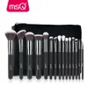 MSQ Professional 15PCS Makeup Brushes Set Powder Foundation Eyeshadow Make Up Brush Kit Cosmetics Haintetic Hair Pu Case 240311