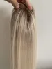 Toppers Möjda bruna och blond färg Toupee1020Inch rak mono+pu Human Hair Topper hårstycken för kvinnor 100% naturlig remy peruk
