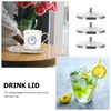 Disposable Cups Straws 4 Pcs Stainless Steel Lid Dustproof Mug Cover Cup Creative Espresso Drink Durable Coffee
