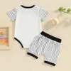 Ensembles de vêtements pour bébés garçons, tenue de Baseball, combinaison à manches courtes, rayée, élastique, ensemble de vêtements d'été pour garçons