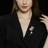 ピンブローチsuyu新しい女性贅沢レトロホワイトラン模倣真珠アクセサリージルコンブローチアクセサリーL240323