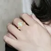 2024 Nowy elegancki owalny duży opalowy kamień palec knuckle midi 14K żółte złote pierścienie mody biżuterii