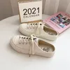 Casual schoenen 2024 Half-drag canvas dames lente en zomer ademend stepping student Koreaanse stijl trendy single