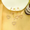 Kolczyki Dangle Balanbiu romantyczna kropla serca dla kobiet delikatne białe różowe fioletowe kryształowy złoty kolor 2024 mody biżuteria